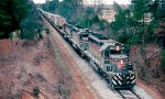 Louisville & Nashville SD40-2's 8012, 8010 & 8020 lead Seaboard Coast Line intermodal train #321's extra southbound towards Florida, 